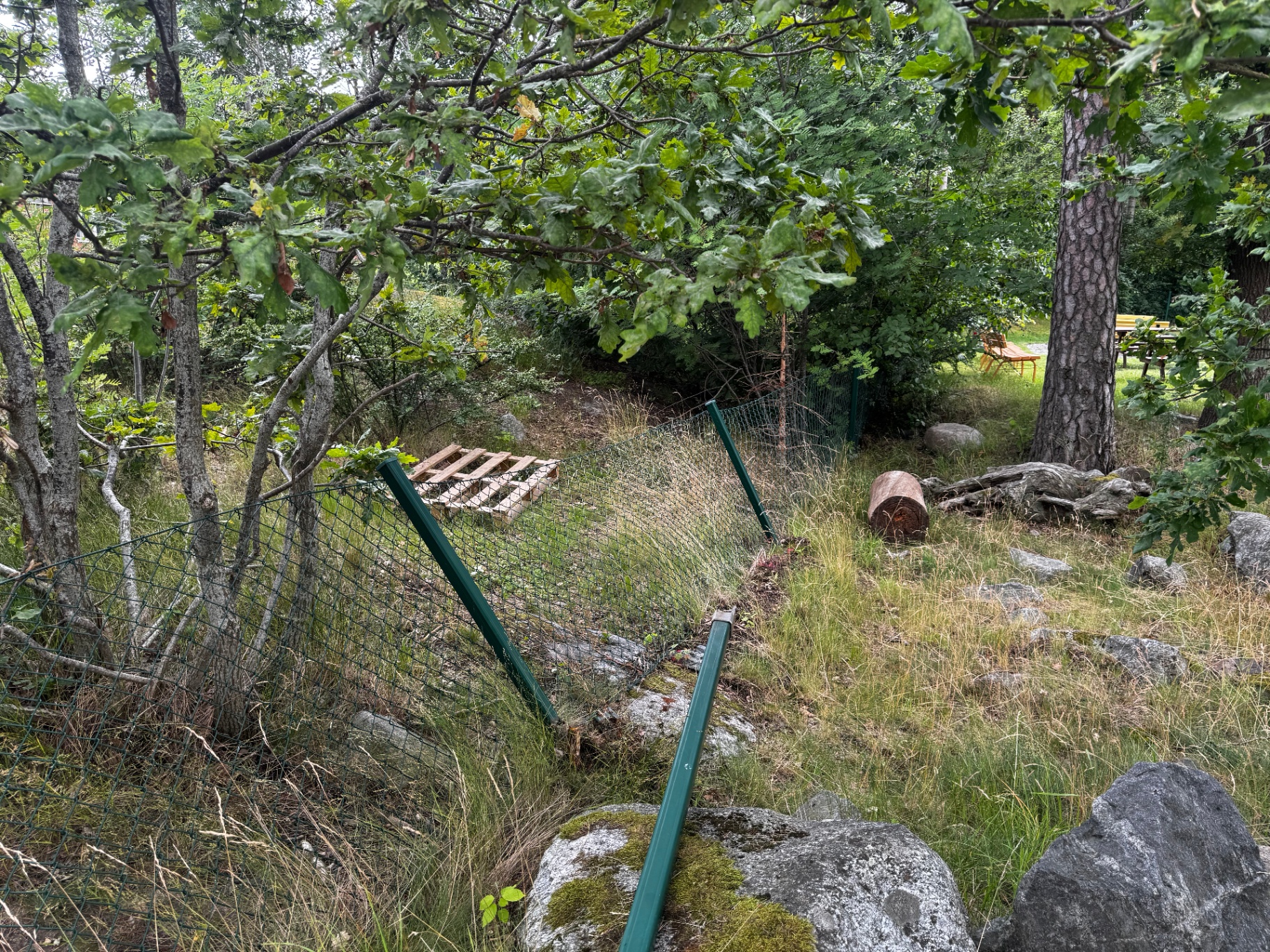 Lutande staket före renovering