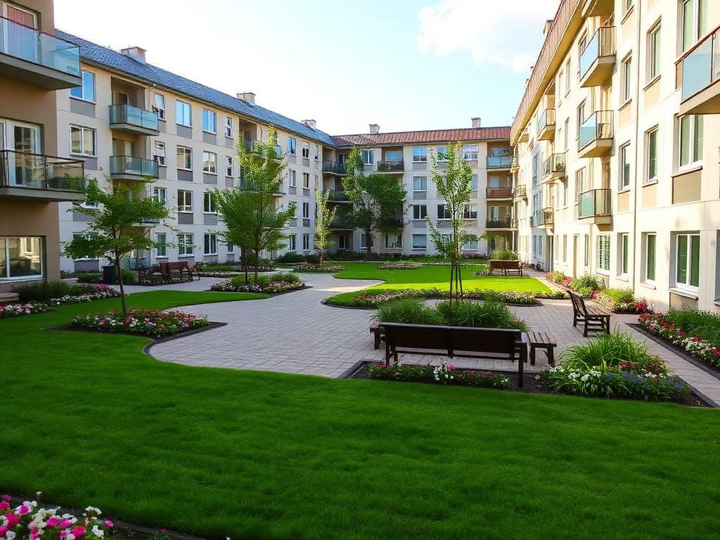 Landskapad innergård i bostadsrättsförening